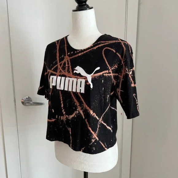 ✨Upcycled | Puma | Cropped T Shirt | Small | Black - Picture 6 of 12